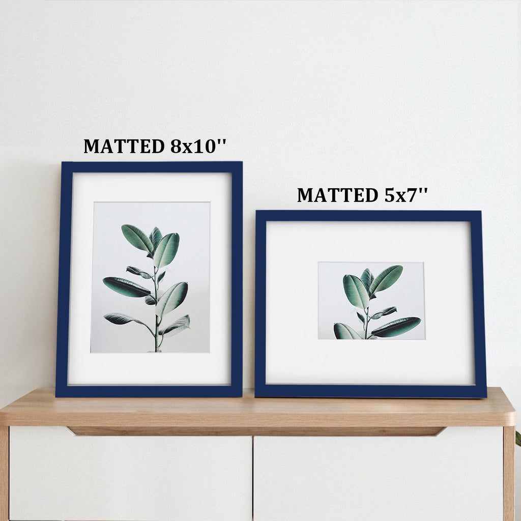 11x14 Picture Frame Made of Solid Wood Covered by Plexiglass, Display Pictures 5x7/8x10 with Mat or 11x14 Without Mat