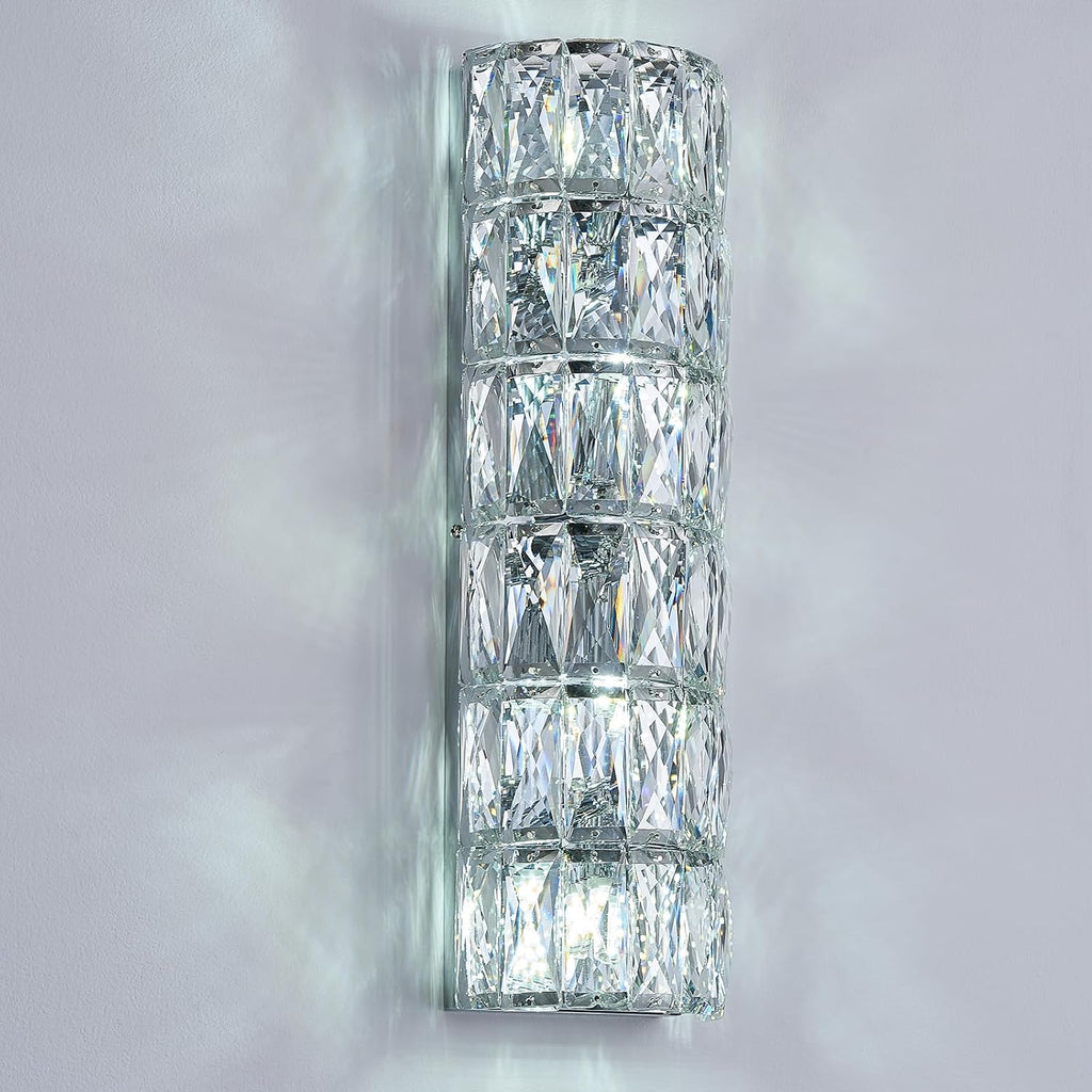 6 Layer Chrome Crystal Wall Sconce, Modern Wall Lamp Light Fixture for Bathroom Vanity, Stairway, Kitchen, Living