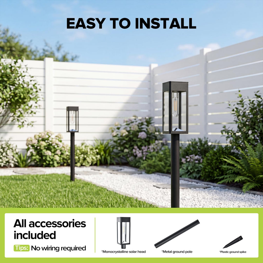 6 Packs Solar Pathway Lights Outdoor, Glass Metal Led Garden Landscape Lightings, 3000K Warm White, Waterproof