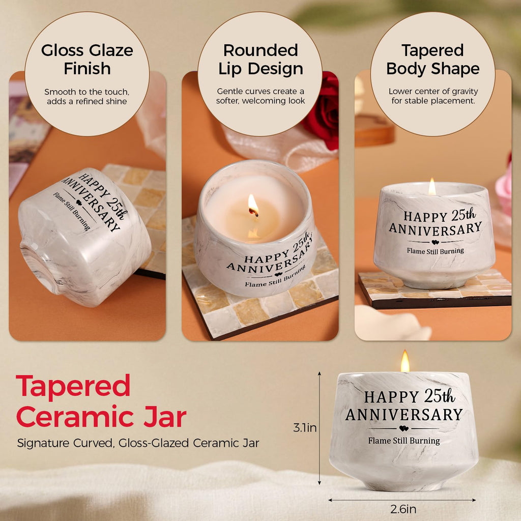 25th Anniversary Candle - 25th Anniversary Wedding Gifts for Couple, Women, Men 6oz Lavender Scented Candle, Romantic