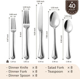 Silverware Set, 40-Piece 18/10 Stainless Steel Flatware Set Cutlery Set for 8
