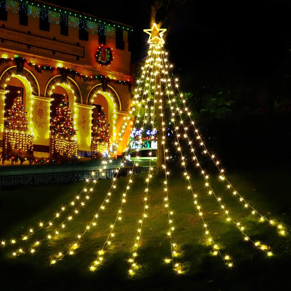 (New) Christmas Decorations Star String Lights, 320 LED Christmas Light Outdoor Yard Decorations Tree Light with 13"