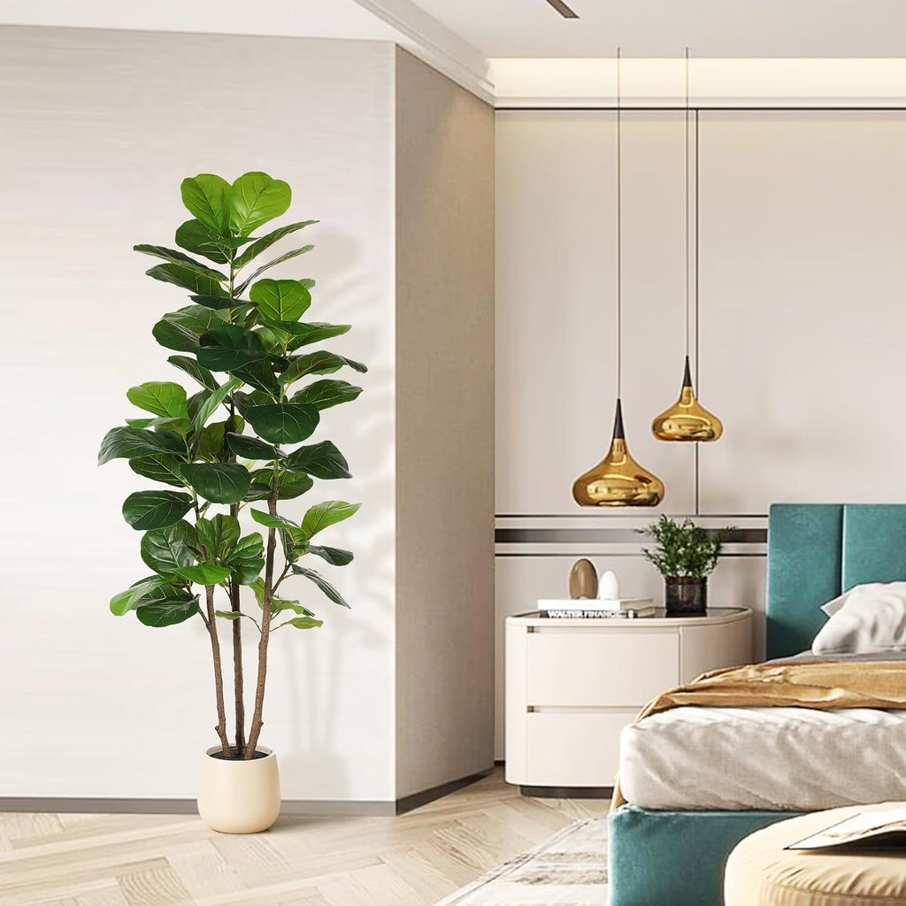 6ft Fiddle Leaf Fig Tree Artificial with Tall Exquisite Planter