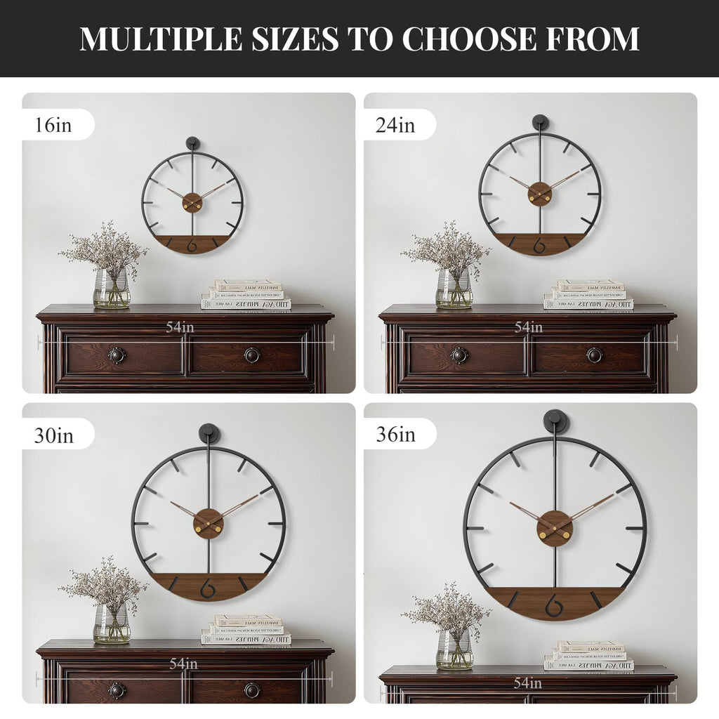 36 Inch Large Wall Clock Modern Walnut Clocks Decor