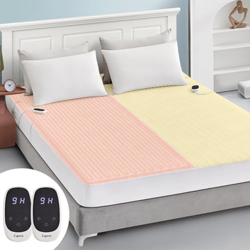 Heated Mattress Pad Electric Mattress Dual Controller Bed Warmer 9 Heat Settings, 1-12 Hours Auto Off