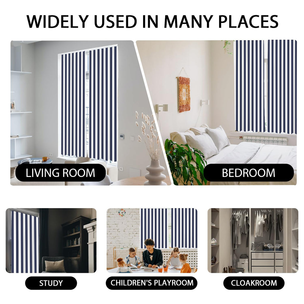 Navy Blue White Striped Curtains 84 Inch Length, 2 Panel Vertical Stripe Farmhouse Drapes, Modern Room Darkening