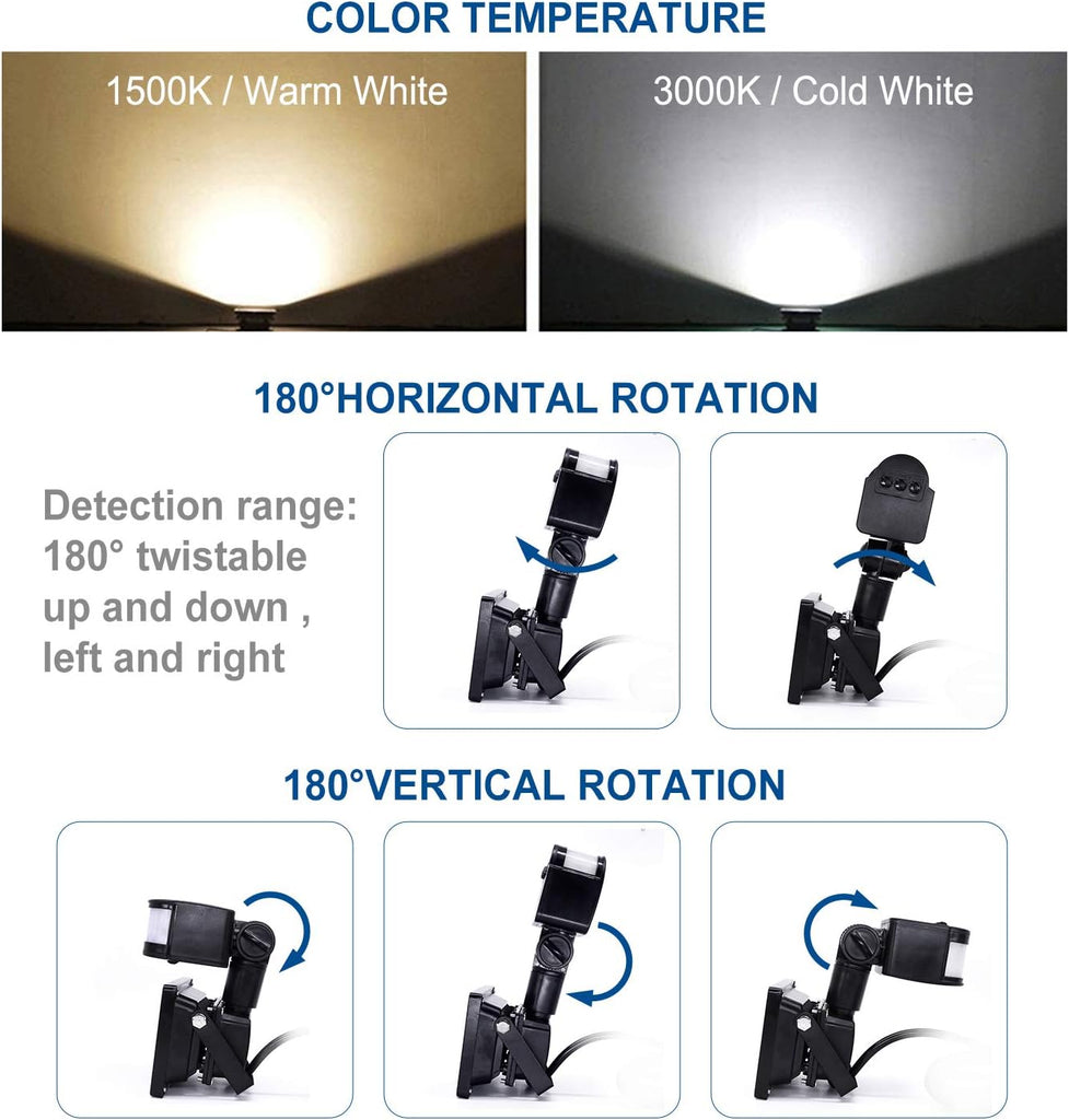 Z Motion Sensor Flood Lights Outdoor,10W Induction LED Lamp, IP65 Waterproof Spotlight,6500K LED Sensor