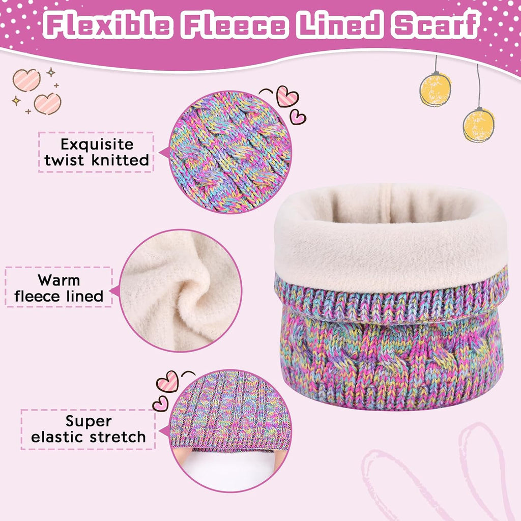 Kids Winter Hat Gloves Scarf Set,Girls Boys Toddler Beanie Fleece Lined Set