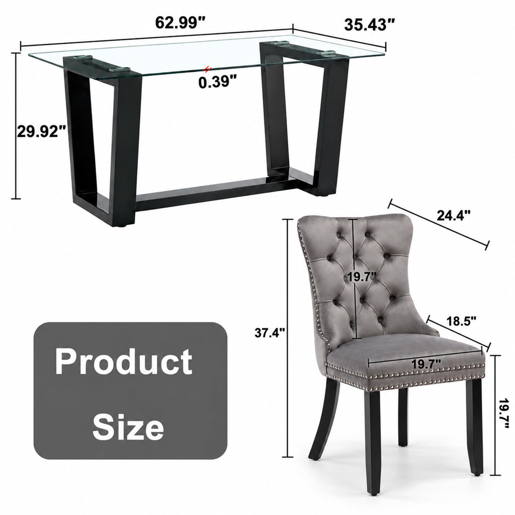 Dining Table Set for 6, Glass Dining Room Table with 6 Chairs