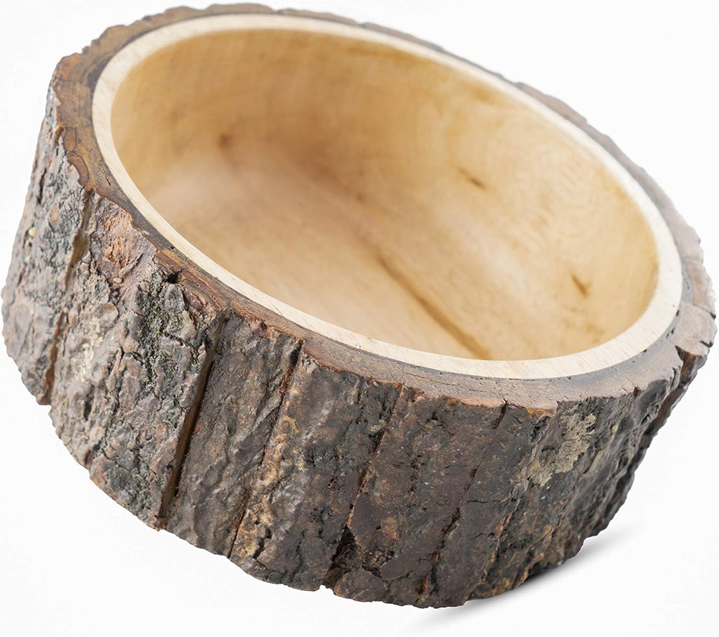 Wood Potpourri Bowl with Tree Bark, Small, 6" Diameter x 3" Height, Wooden Decorative Bowl