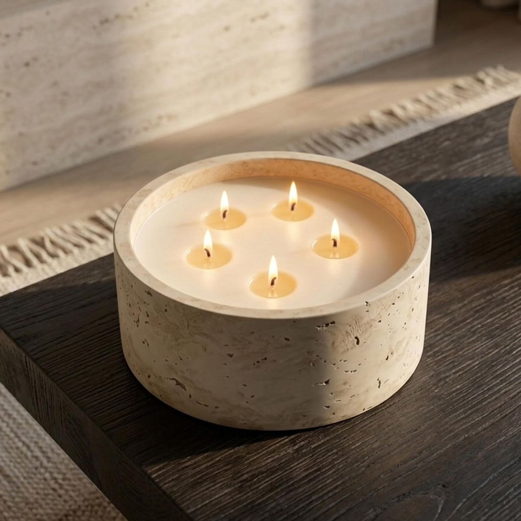 5-Wick 44oz Large Scented Candle-Sea Salt & Bergamot & Coconut, Soy Coconut Wax Blend Candle with Acacia Wood
