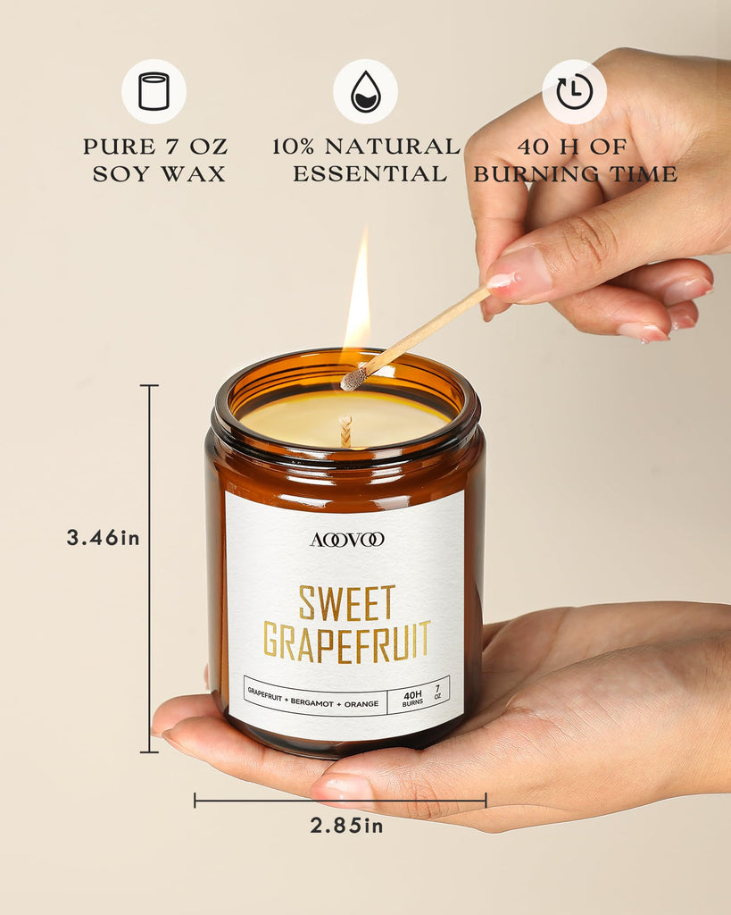 S Set - 6PC Scented Candles, Soy, Aromatherapy, Soy Wax, Fresh Lavender/Sunlit Citrus/Sweet Grapefruit/Crisp Ocean
