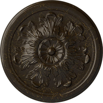 12 3/4"OD x 7/8"P Legacy Acanthus Ceiling Medallion (Fits Canopies up to 3 1/2"), Hand-Painted Stone Hearth Crackle