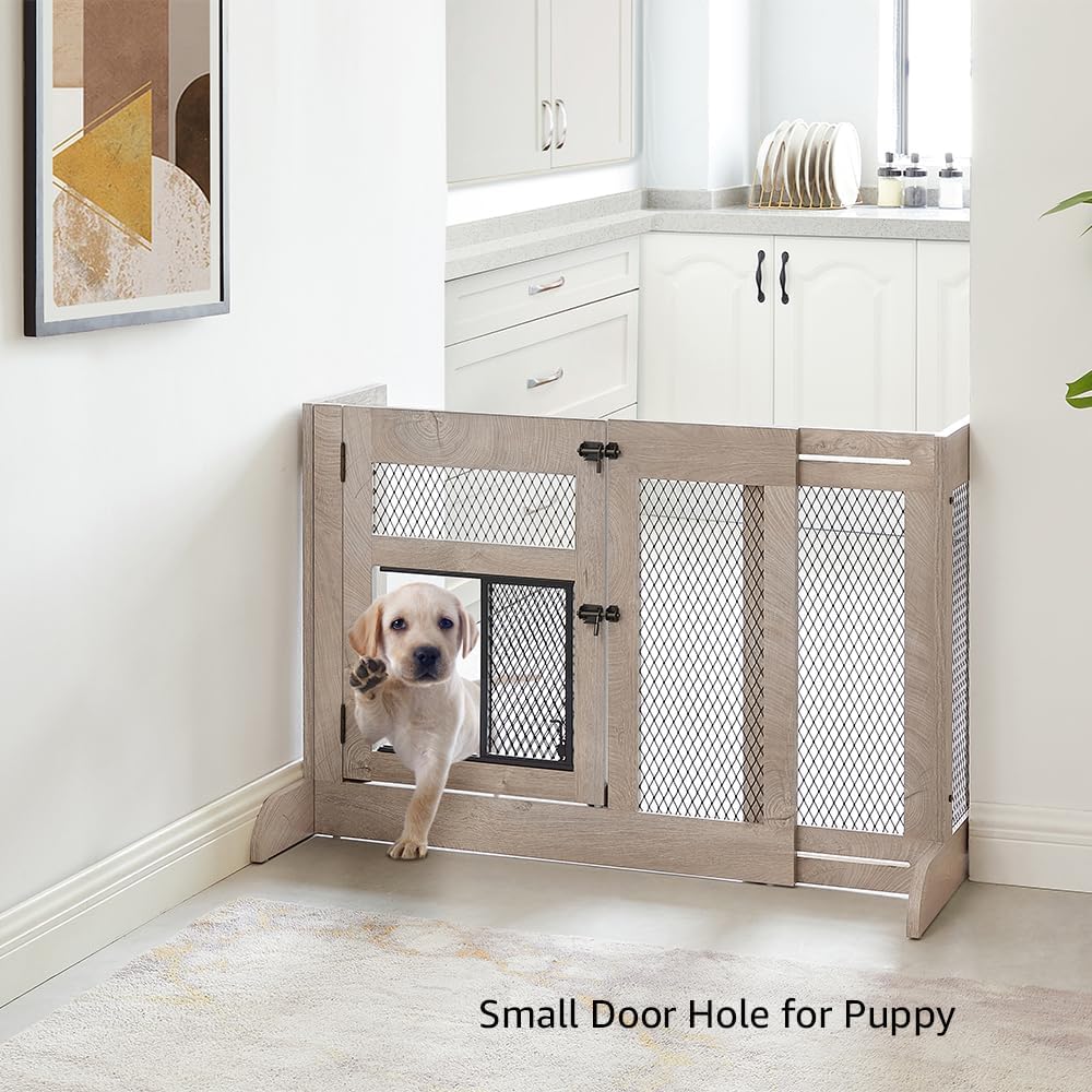 Dog Gate with Small Door to Separate Puppy and Large Dogs