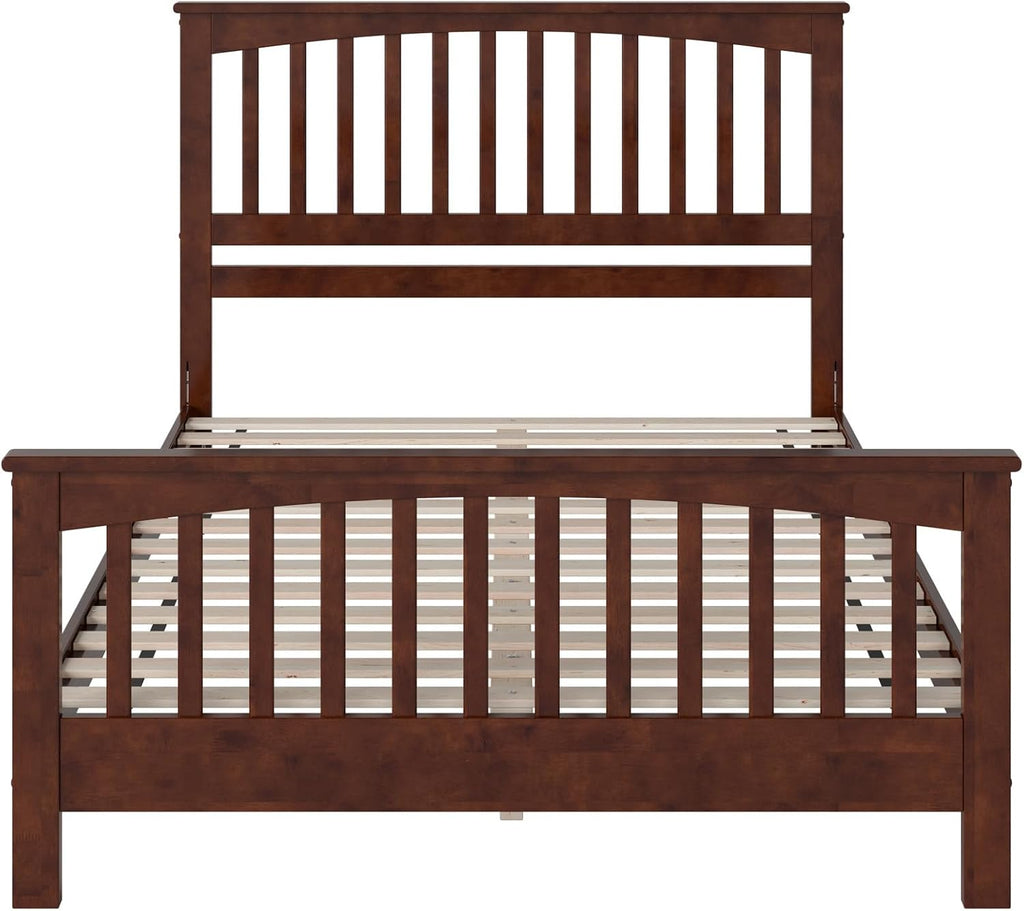 Camilla Queen Low Profile Platform Bed with Matching Footboard, Walnut