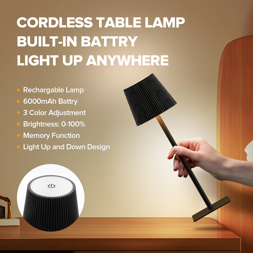 4 Pack Cordless Table Lamp,6000mAh Rechargeable Battery Operated Desk Lamp,Two Adjustable Heights,Waterproof, Touch
