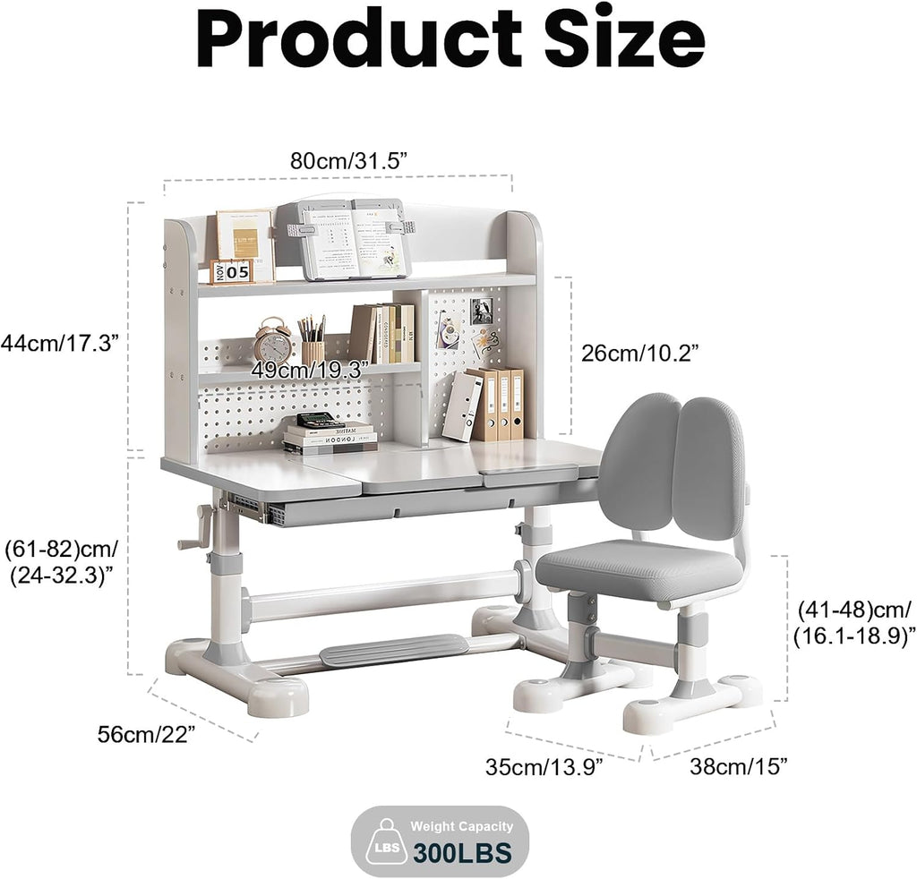 Kids Functional Desk and Chair Set for Boys & Girls