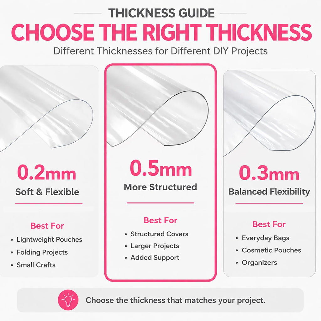Clear PVC Vinyl Fabric 0.5mm, Firm Vinyl for Sewing & DIY