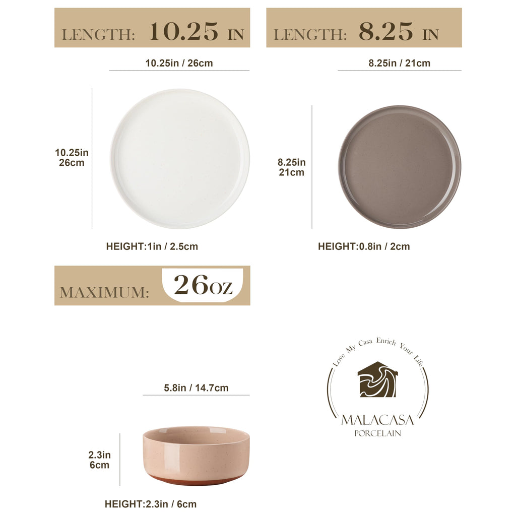 Plates and Bowls Sets, 12 Pieces Modern Stoneware Dinnerware Set for 4 Kitchen Dinner Set Ceramic Dishware Dishes Set