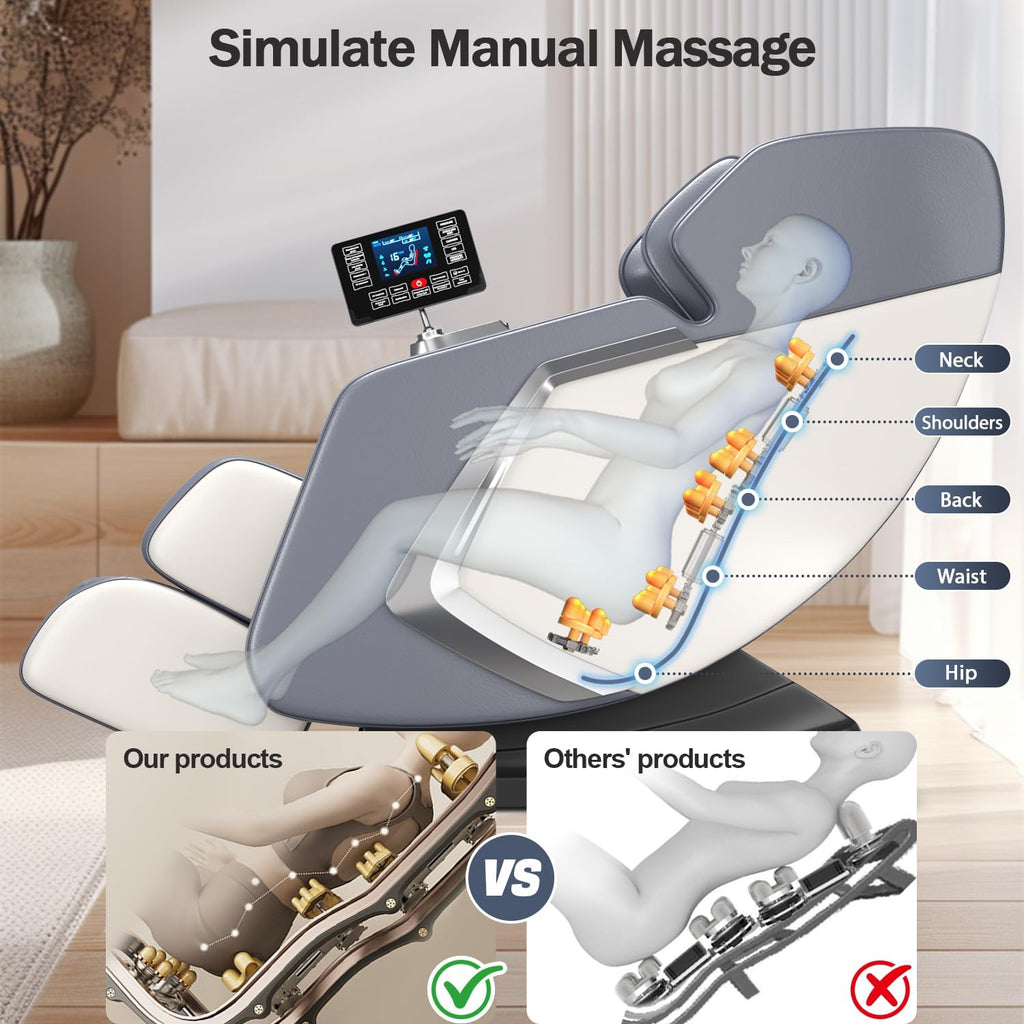 Full Body Massage Chair Zero Gravity Recliner, 8 Fixed Rollers with Heating Function & Auto Mode Use