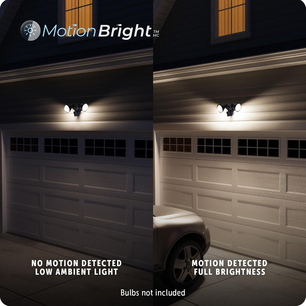 180-Degree 240 W Twin Head Black Hardwired Motion Sensor Security Flood Light with MotionBright