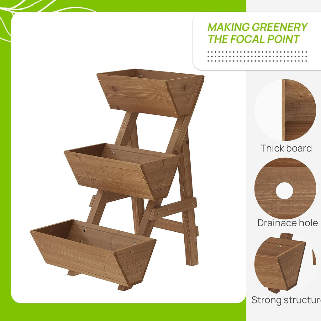 3 Tier Vertical Garden Planter Raised Garden Bed Tiered Planter Box Outdoor | Wood Planter Box Plant Stand Gardening