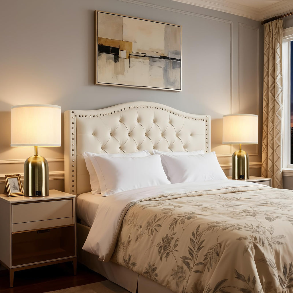 Touch Control Table Lamps Set of 2, Gold Bedside Lamps