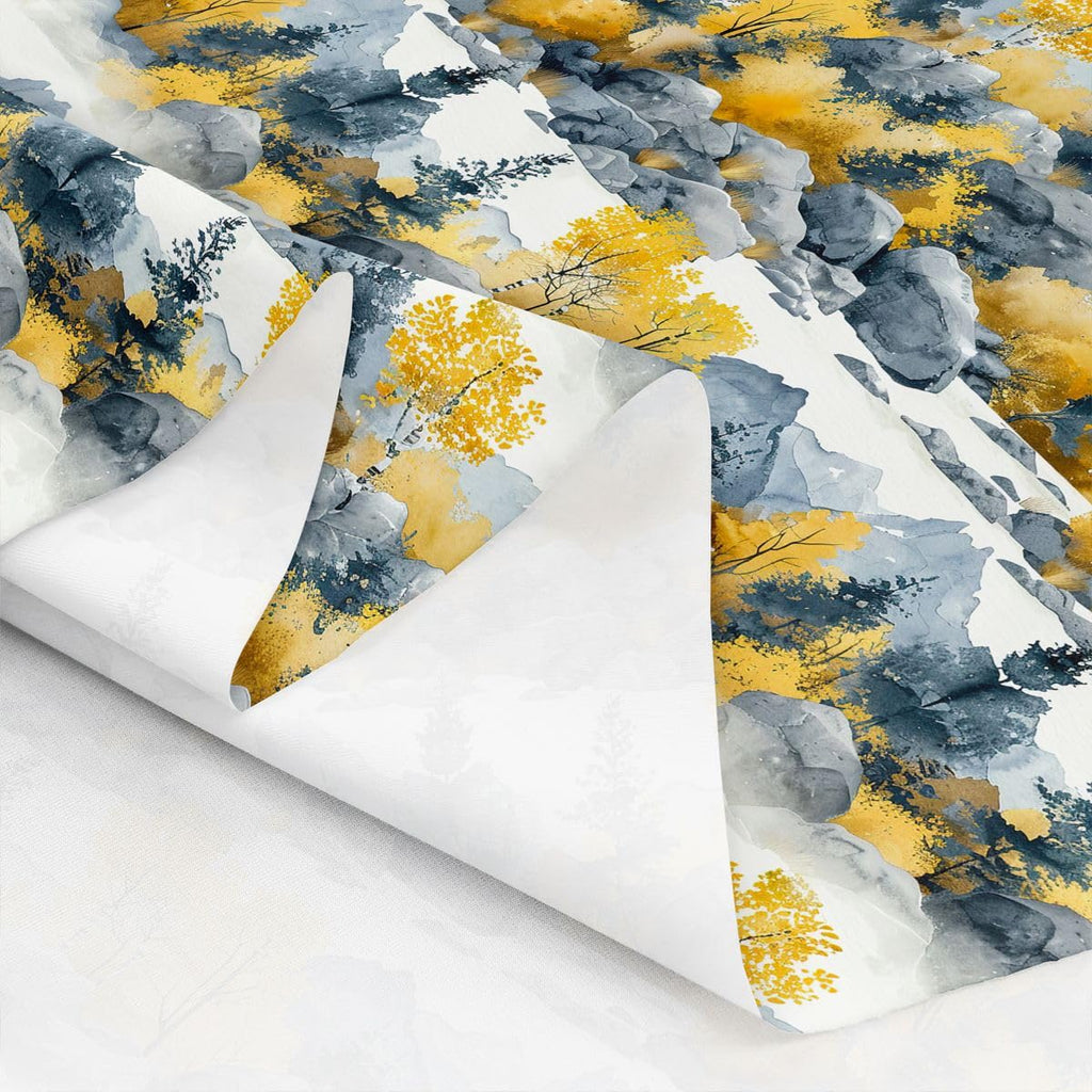 Gold Tree Fabric by The Yard, Autumn Jungle DIY Art Waterproof Fabric, Outdoor Mountain Stone Outdoor Fabric, Natural
