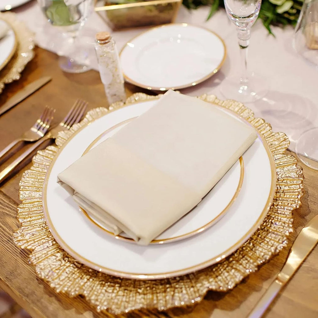 Gold Charger Plates, Reef Plate Chargers for Dinner Plate, Round Plastic Table Chargers for Thanksgiving - Set of 12