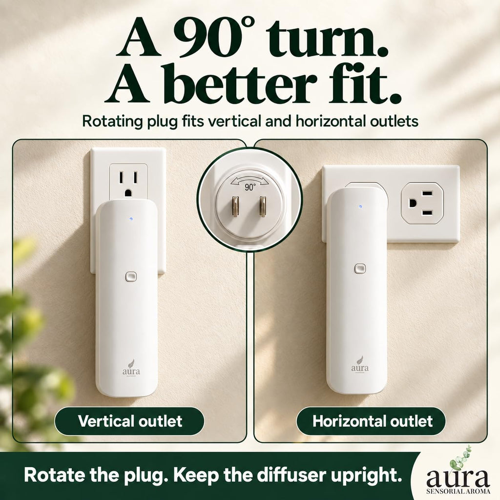 Plug-in Essential Oil Diffuser - Smart Waterless Scent Diffuser, or Retail - Covers 500 Sq Ft, 100ml Refillable