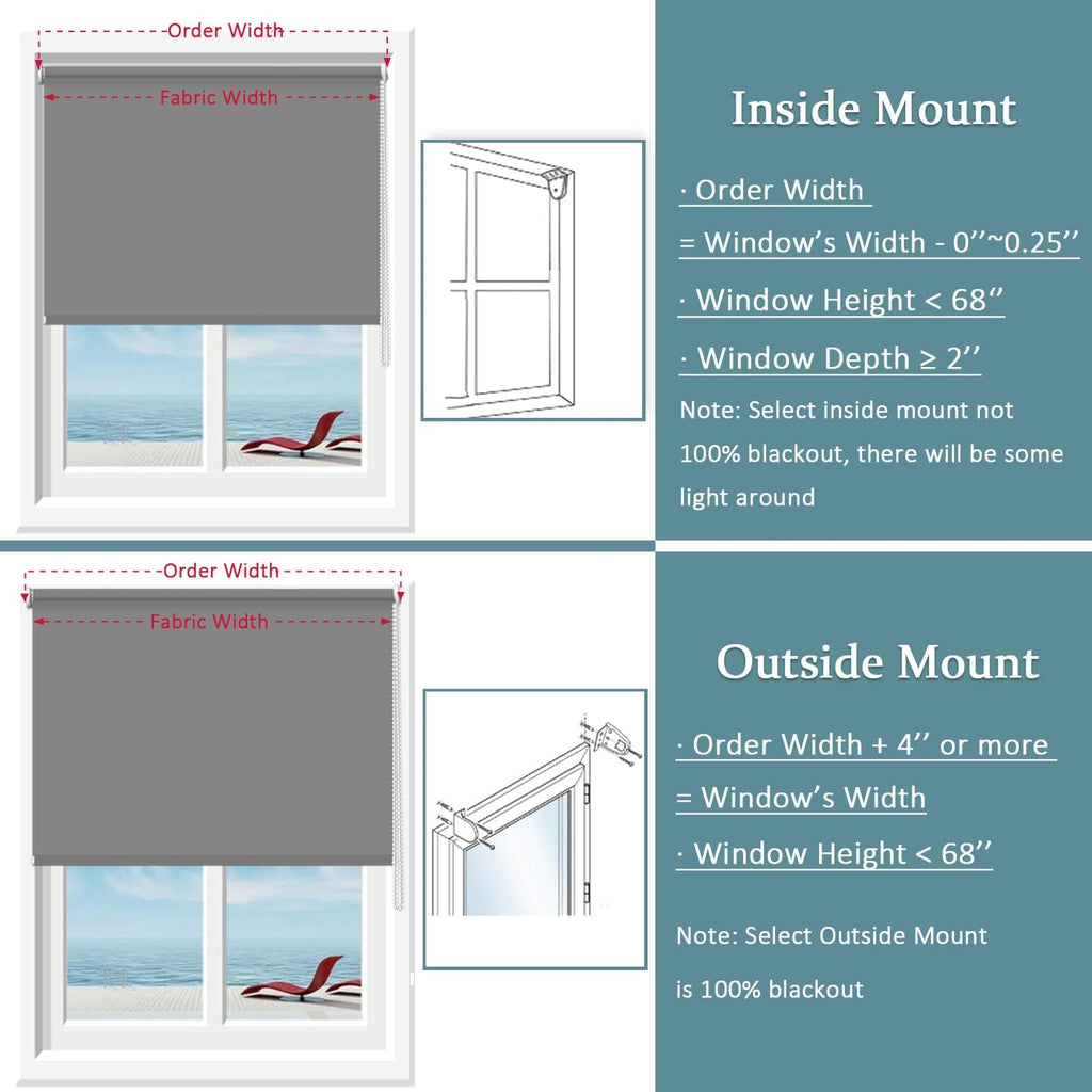 Window Roller Blinds and Shades, Thermal Insulated Window Blinds Easy to Install Blackout Roller Blinds with Chain Cord