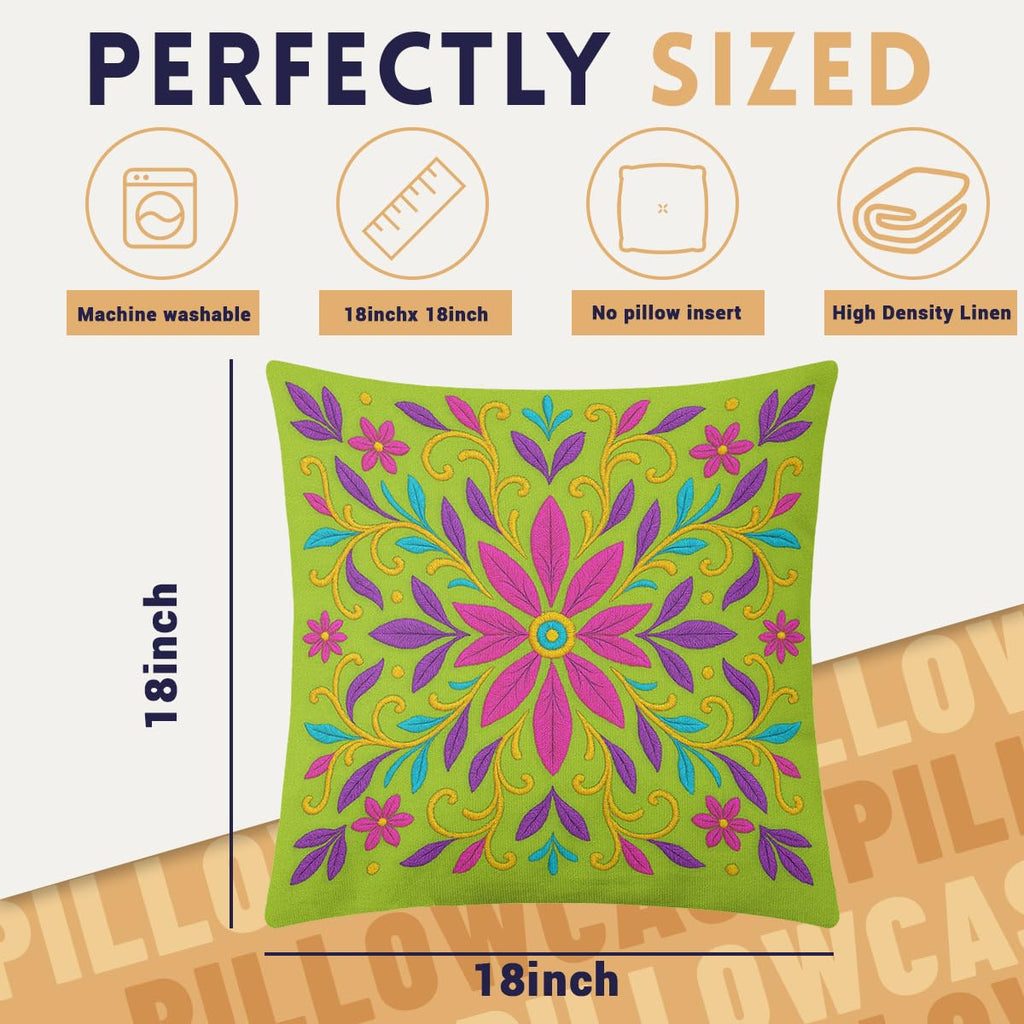 Boho Mandala Pillow Covers 18 x 18 Inches Set of 4 Colorful Floral Mexican Geometric Pillowcase Decoration Cushion