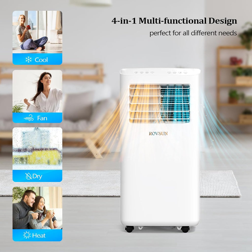 10000 BTU Portable Air Conditioner & Heater Combo with Remote Control, 4-in-1 Room AC Unit with Heat