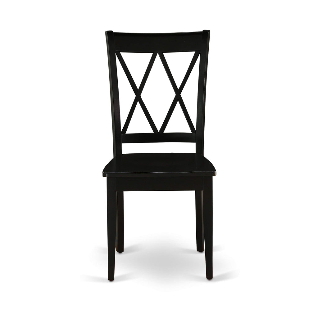 West Furniture CLC-BLK-W Clarksville Dining Chairs - Double Cross Back Wooden Seat Chairs, Set of 2, Black