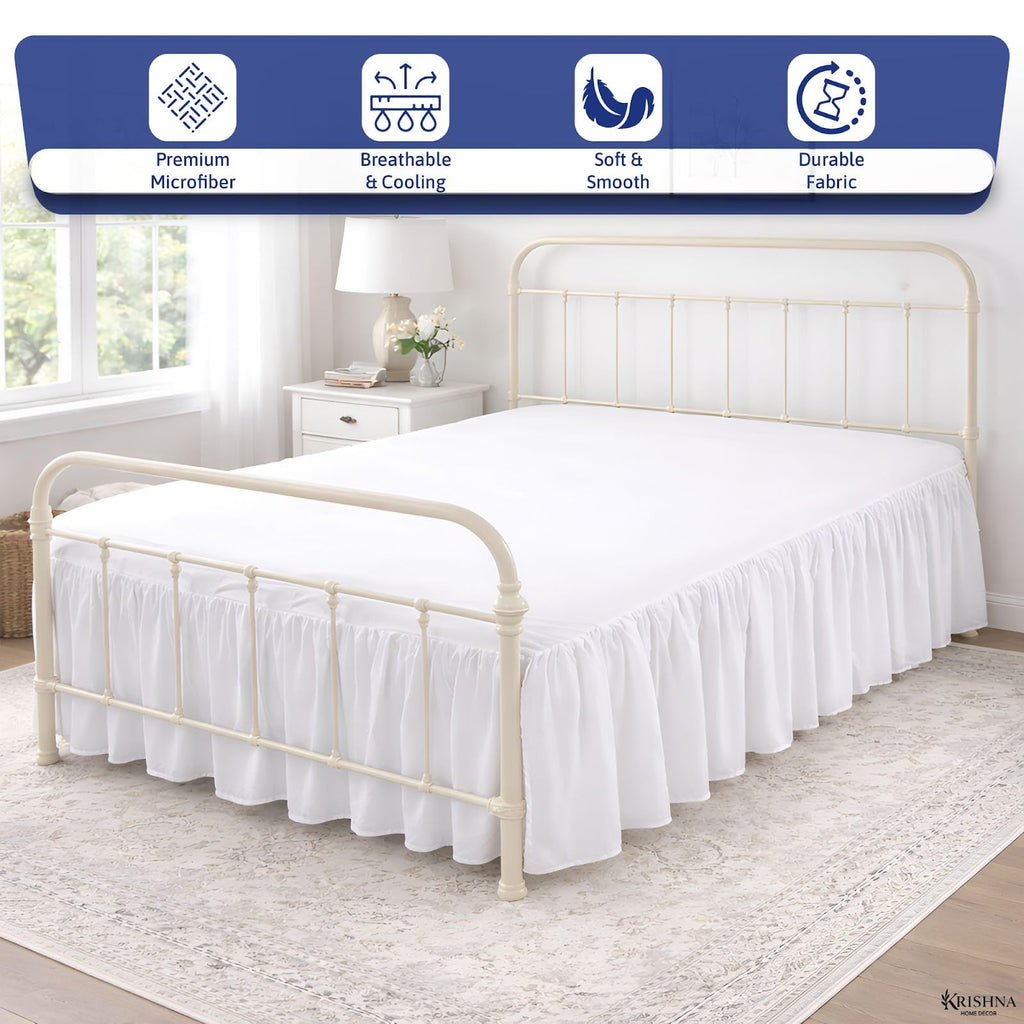 Ruffled Bed Skirt with Split Corners Twin, 100% Microfiber Hotel Quality, 18 Inch Drop Dust Ruffle Gathered Bedskirt