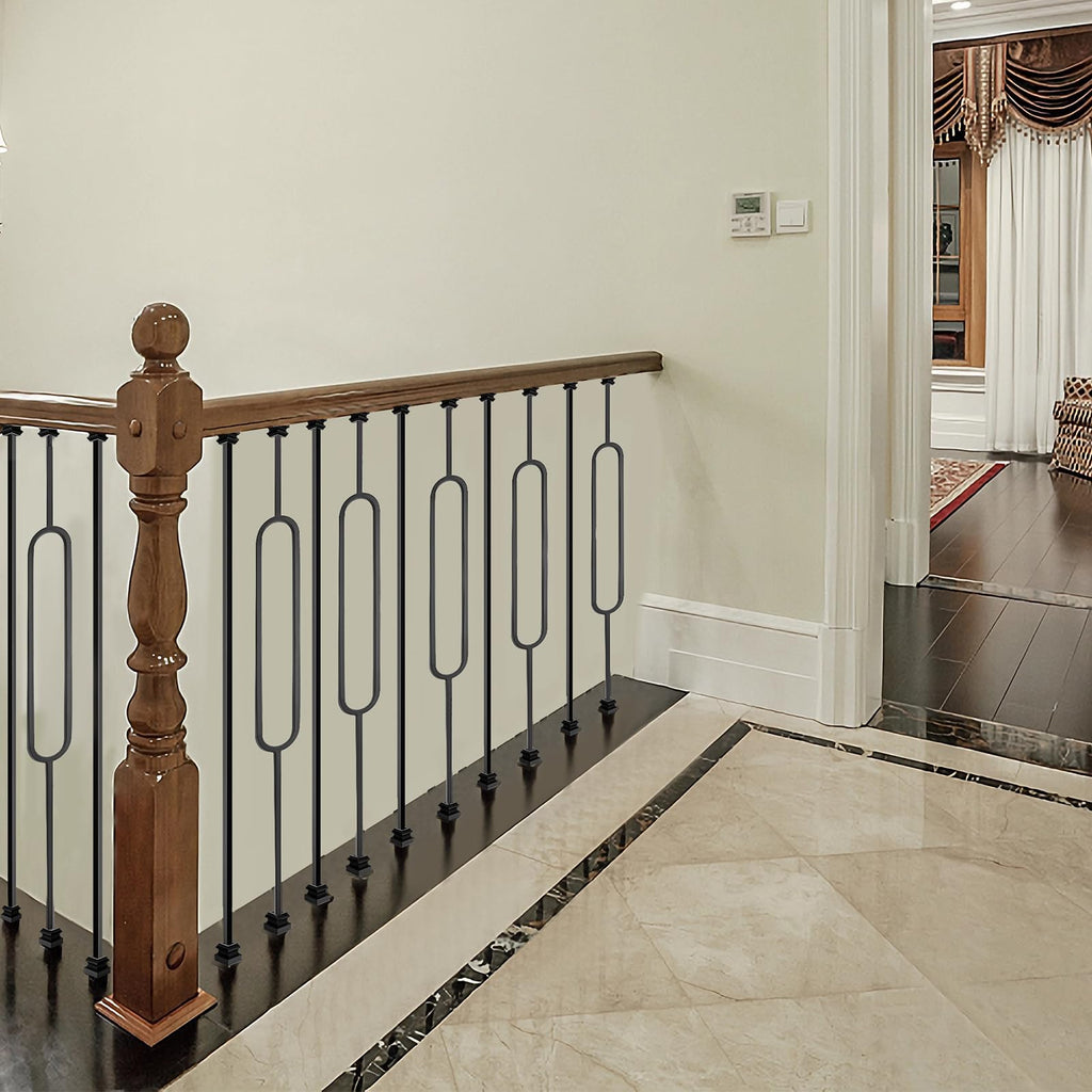 Deck Balusters, 10 Pack Wrought Iron Balusters, 1/2" Deck Railing Stair Metal Deck Spindles, Staircase Baluster W/ 20