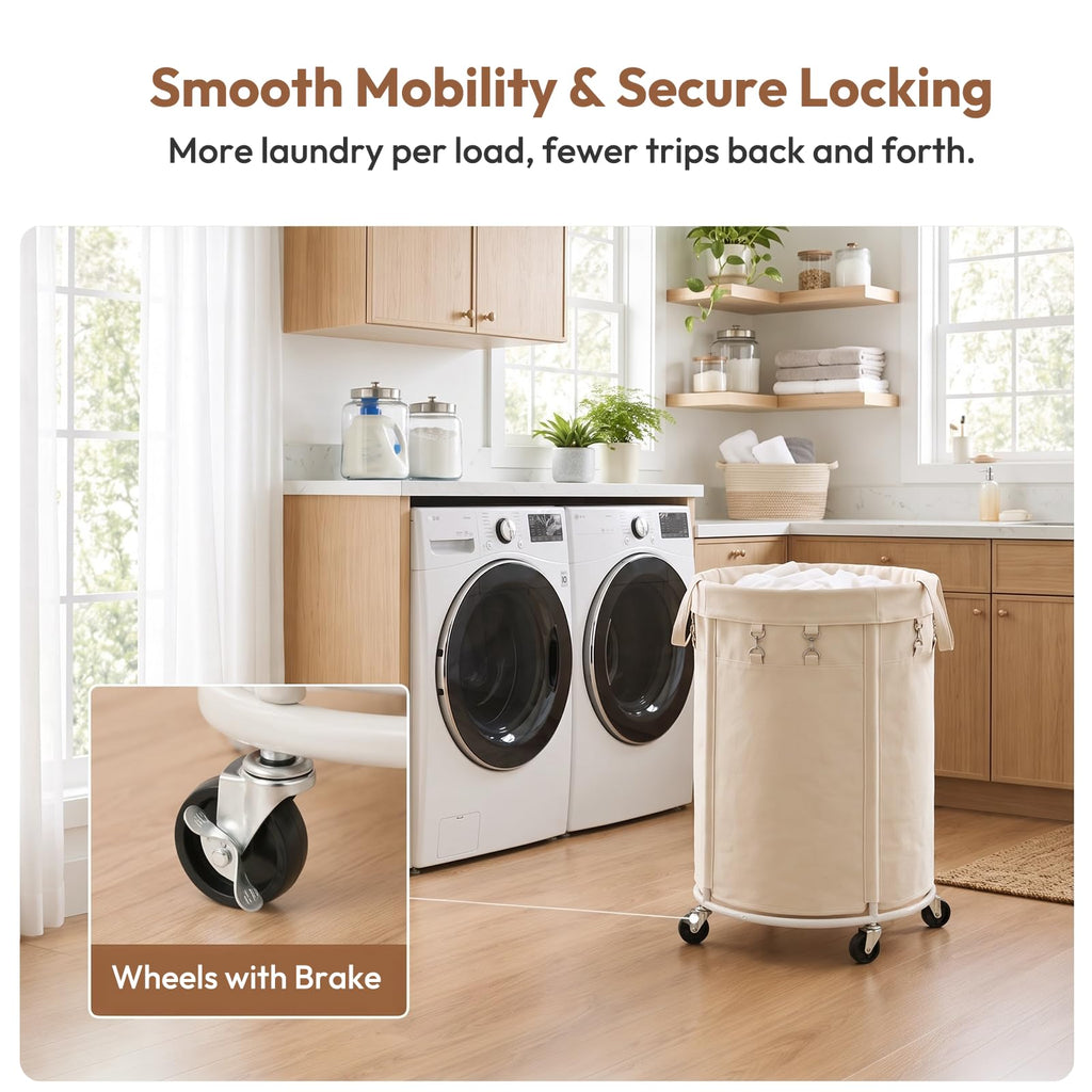 150L Large Capacity Rolling Laundry Basket Hamper with Wheels, Clothes hamper and Removable Bag , Laundry Room