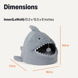 Shark Shape Cat House for Indoor Cats, Enclosed Design Helps Reduce Anxiety in Nervous Pets