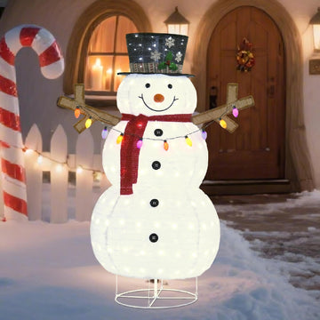 5ft Lighted 3D Snowman Outdoor Christmas Decor