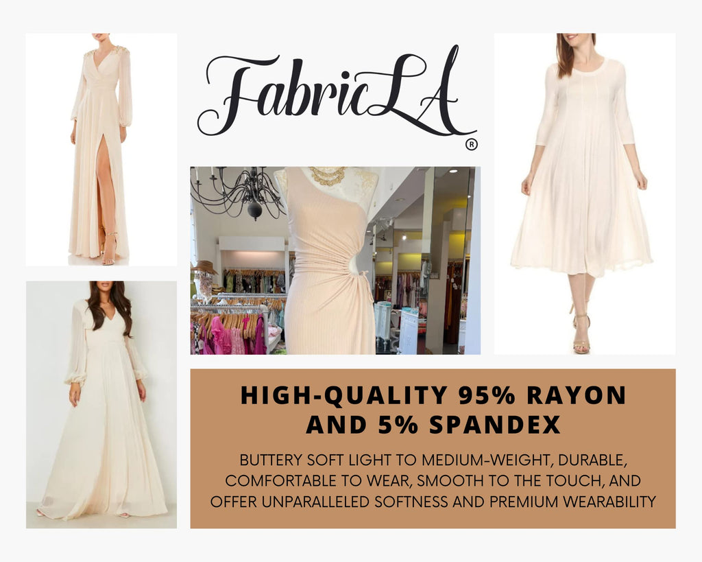 Rayon Jersey Spandex - 4 Way Stretch - 58/60" Inches (150 CM) Wide - Medium to Heavy Fabric 240gsm - Ivory, 1