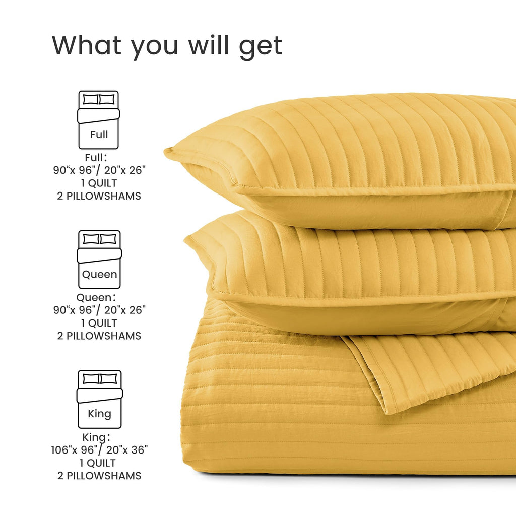 Stripe Quilt Sets, Size Bedspread Bed Coverlets for All Season Lightweight Quilts with 1 Pillow Shams
