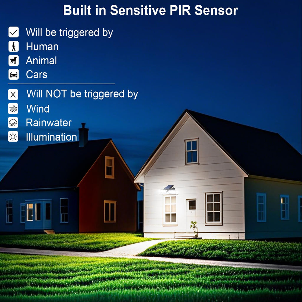 Motion Solar Lights Outdoor, Solar Floodlight, Stay On or Motion Sensor Mode, Dusk to Dawn Security Light, Landscape