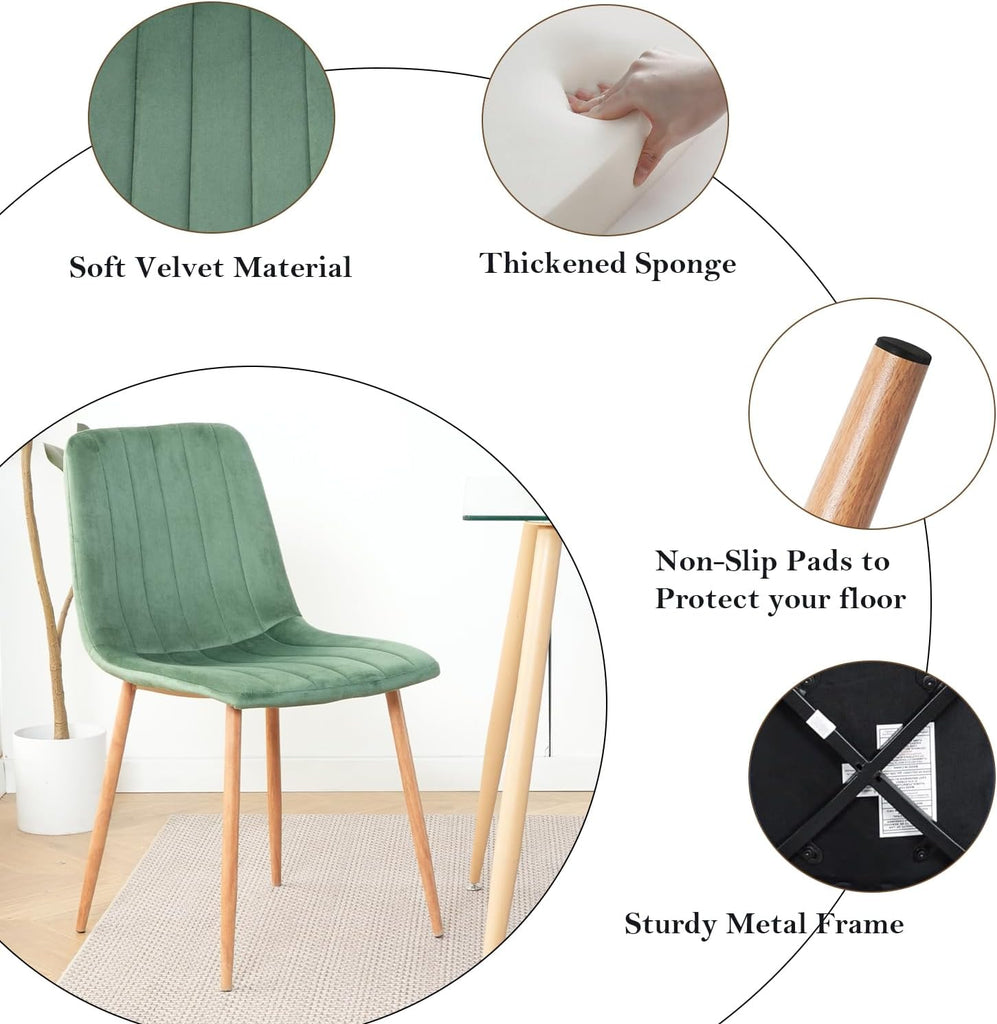 Dining Chairs Set of 4, Modern Kitchen Dining Room Chairs, Ergonomic Velvet Dining Chair Upholstered Cushion Seat and