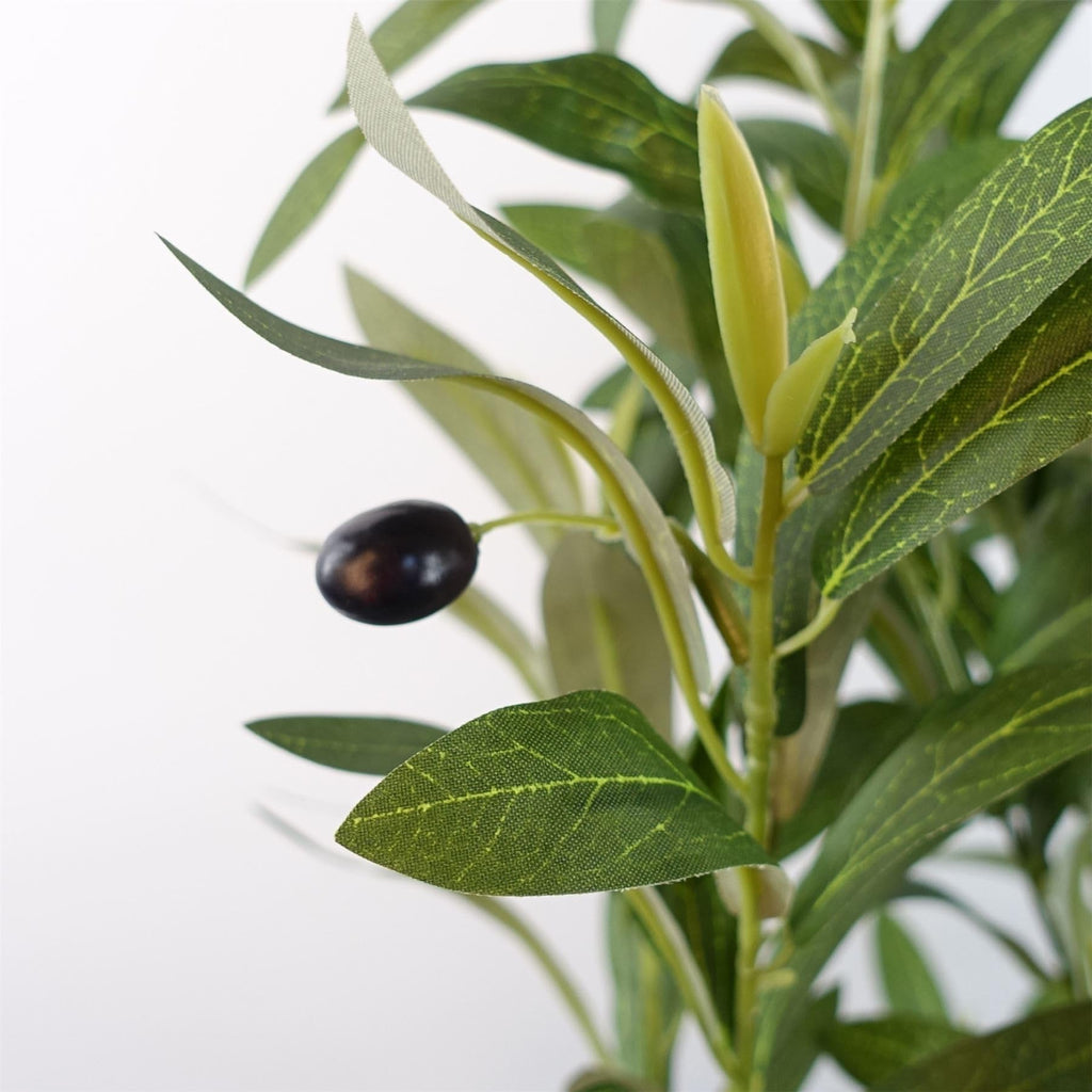 Design UK Black Plastic Pot, 120cm Artificial Natural Look Olive Tree with Wooden Trunk