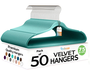 50 Pack New Premium Quality Velvet Hangers Ultra Thin Non Slip Adult Felt Space Saving Hangers for Closet Heavy Duty
