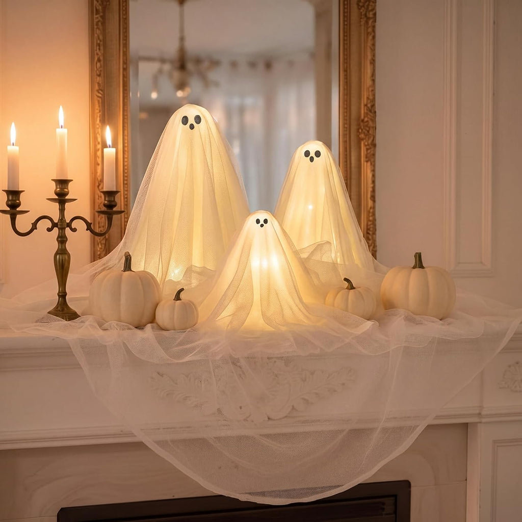 Halloween Decorations Light Ghost Table Decor LED Ghost Lamp - Set of 3