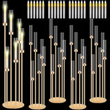 4 Sets Acrylic Candelabra Centerpieces 46.5'' Tall Clear Candle Holders Pillar Taper Candlestick with Lampshades 6