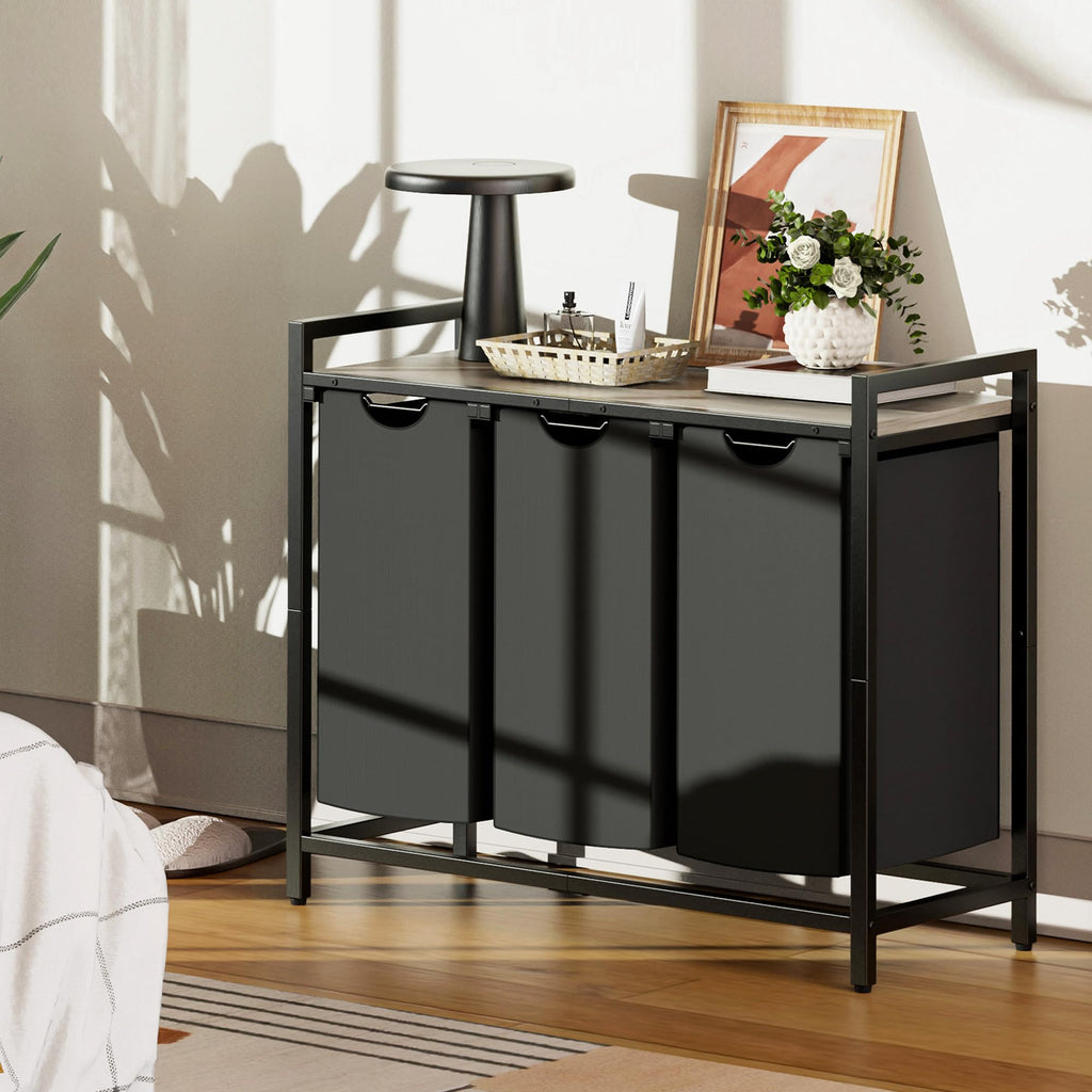 Laundry Hamper, Laundry Basket, Laundry Sorter with 2 Pull-Out and Removable Bags, Shelf, Laundry Room Storage with