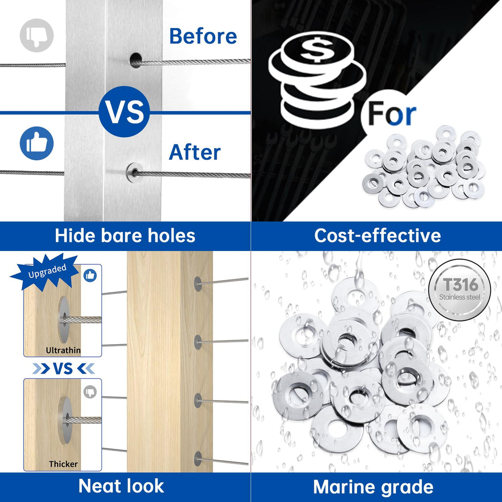 20Pack Cable Railing Hardware OD 5/8" Adhesive Washer CR66