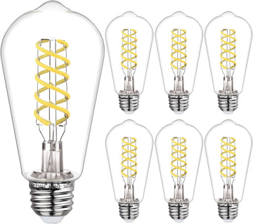 6 PCS ST58 Dimmable Spiral Vintage E26 LED Bulb 60 Watt LED Edison Bulbs